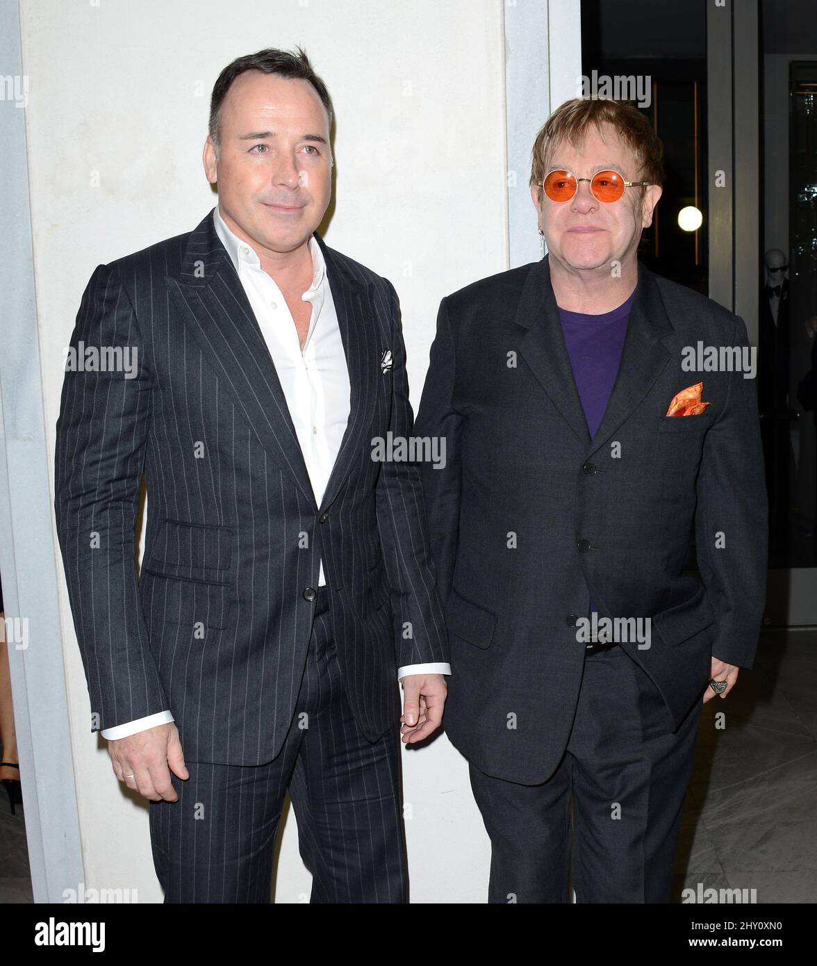 David Furnish, Elton John attending the'Tom Ford Cocktail Event in Support of Project Angel Food' held at Tom Ford in Los Angeles, USA. Stock Photo
