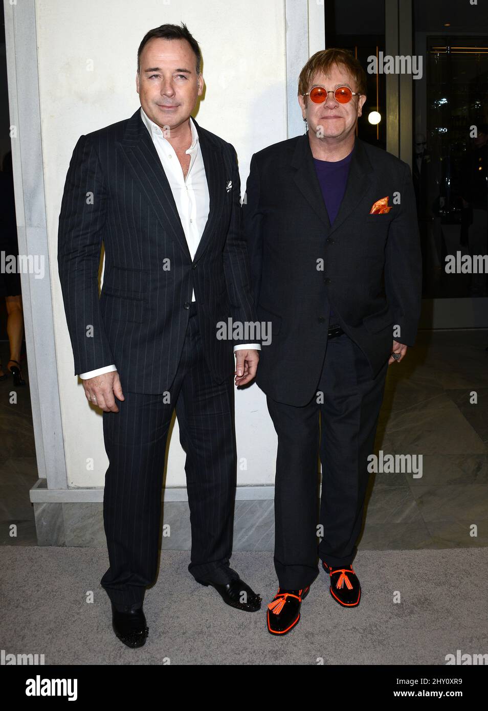 David Furnish, Elton John attending the'Tom Ford Cocktail Event in Support of Project Angel Food' held at Tom Ford in Los Angeles, USA. Stock Photo