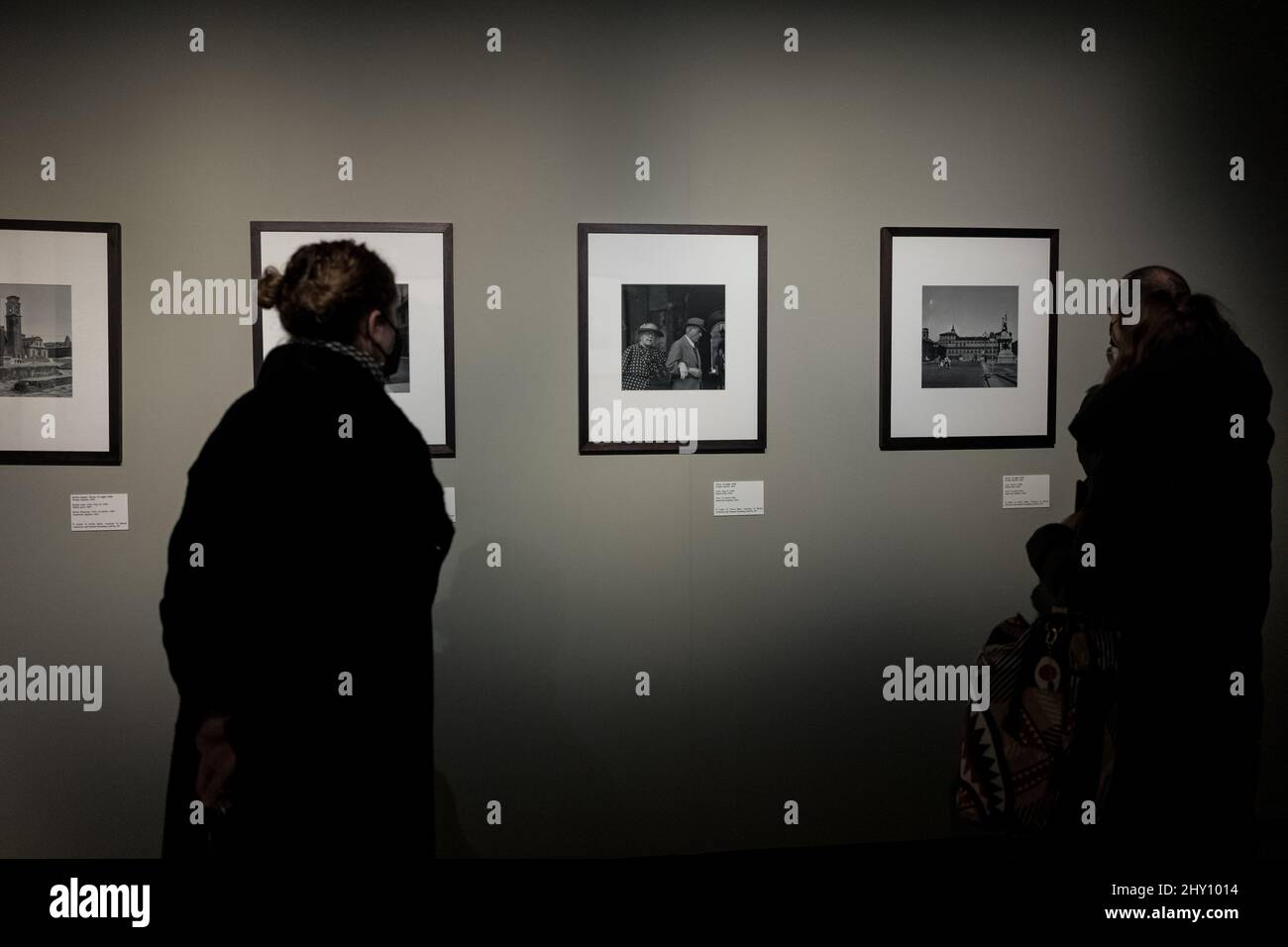 people attending the exhibition in Turin about the photographer Vivian Maier Stock Photo