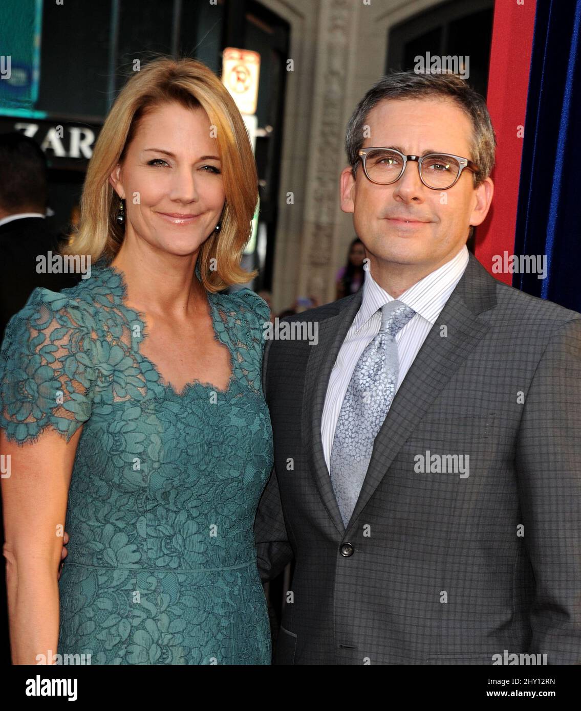 Steve Carell and his wife Nancy Walls attending "The Incredible Burt Wonderstone" World Premiere held at the Chinese Theatre in Los Angeles, USA. Stock Photo