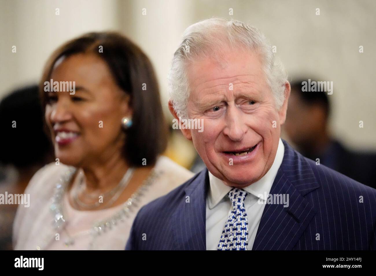 Britain's Prince Charles attends the annual Commonwealth Day Reception, which traditionally takes place on Commonwealth Day at Marlborough House, the home of the Commonwealth Secretariat, in London, Britain March 14, 2022. Frank Augstein/Pool via REUTERS Stock Photo