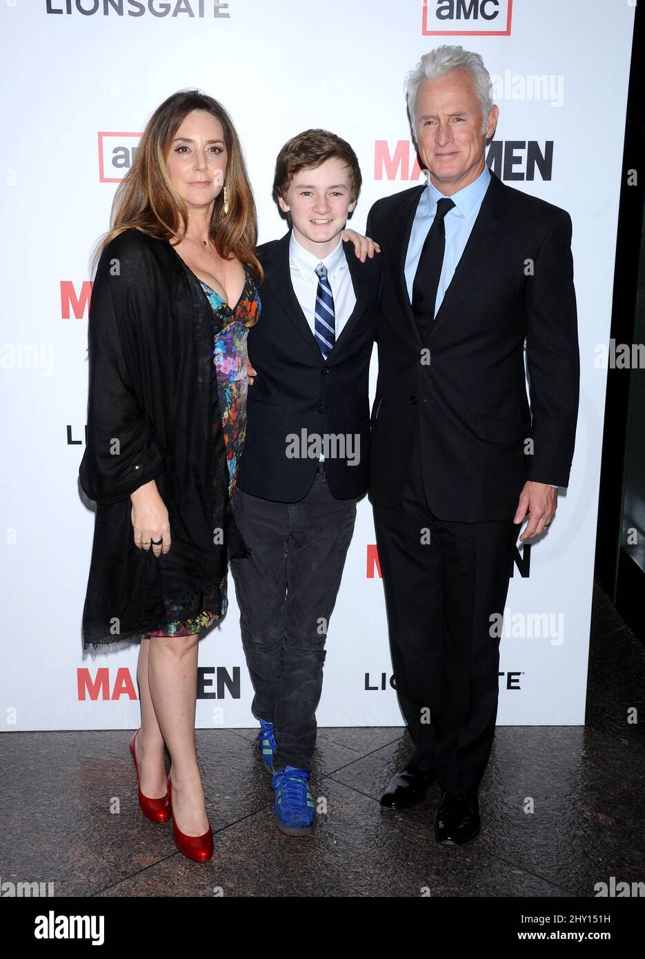 Talia Balsam, Harry Slattery and John Slattery attending a photocall for the premiere of season six of 'Mad Men,' held at the Directors Guild of American Theatre in Los Angeles, California. Stock Photo