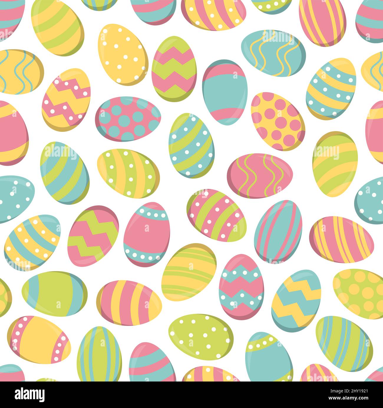 eps vector illustration of seamless background of painted easter eggs with different colored pattern Stock Photo