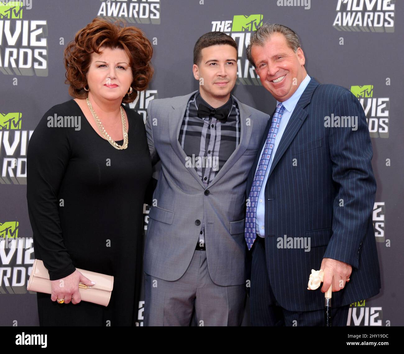 Paola, Vinny Guadagnino and Uncle Nino arrive at the 2013 MTV Movie