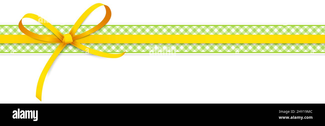 EPS 10 vector illustration of yellow colored ribbon bow and gift band isolated on white background Stock Photo