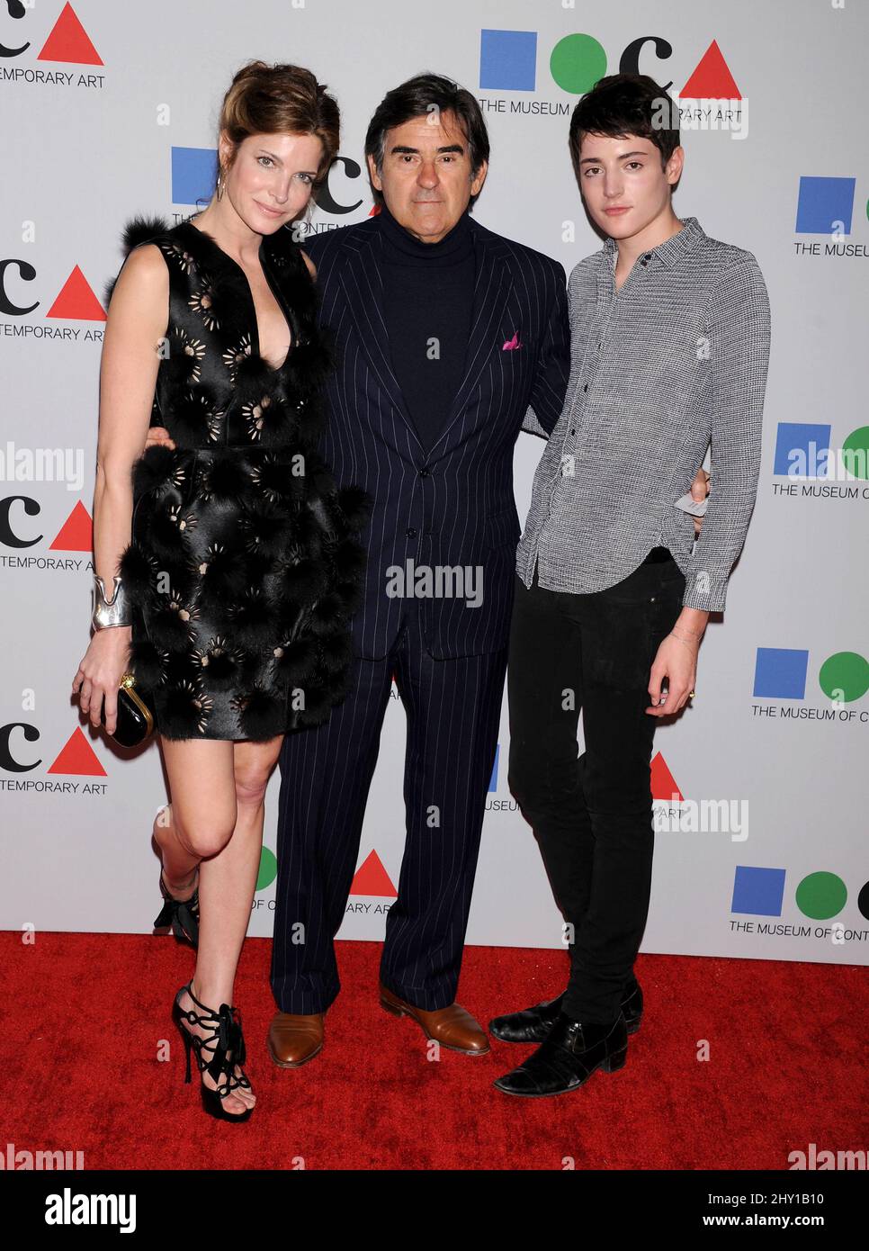 Stephanie Seymour, Peter M. Brant and Peter Brant II arriving at the 'Yesssss!' 2013 MOCA Gala, Celebrating The Opening of the Exhibition Urs Fischer held at MOCA Grand Avenue and The Geffen Contemporary Stock Photo