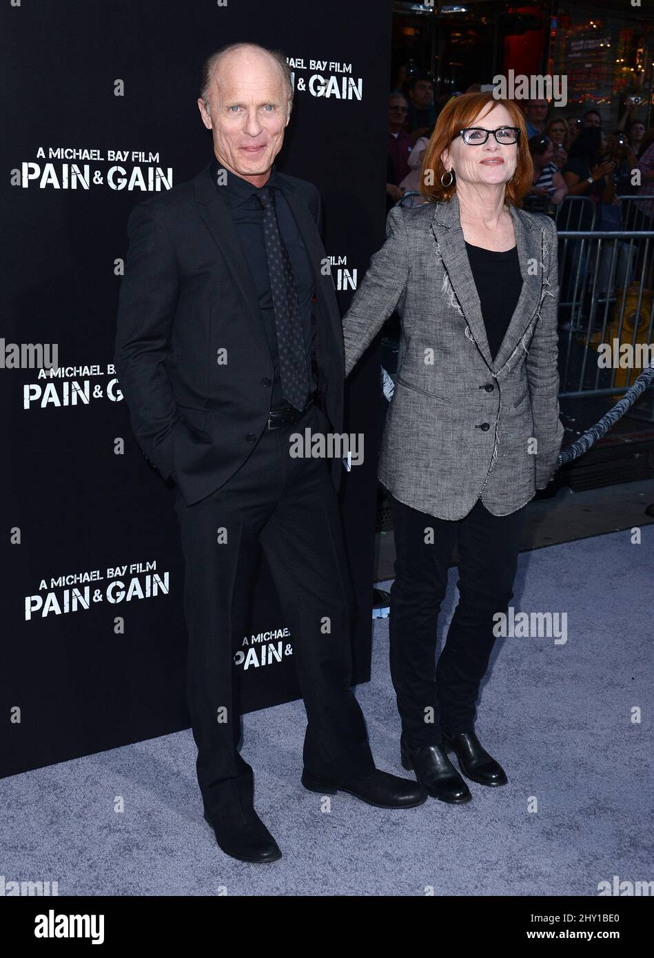 Ed harris and amy madigan attending the pain gain premiere held at