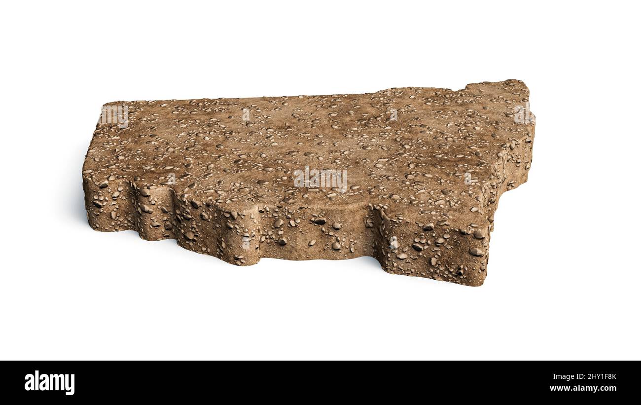3D illustration of the New South Wales Map soil land geology cross-section with rock ground texture Stock Photo
