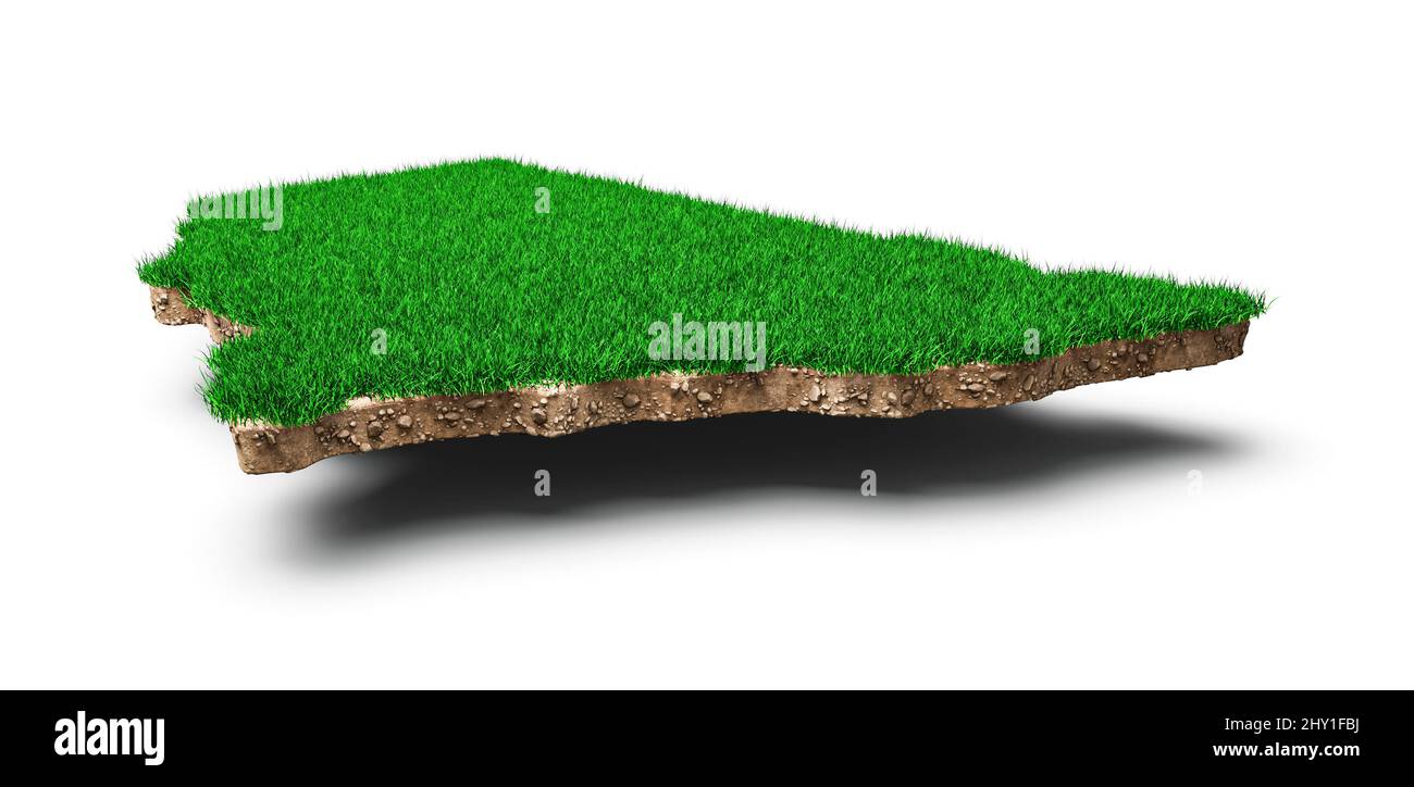 3D illustration of the New South Wales Map soil land geology cross-section Stock Photo