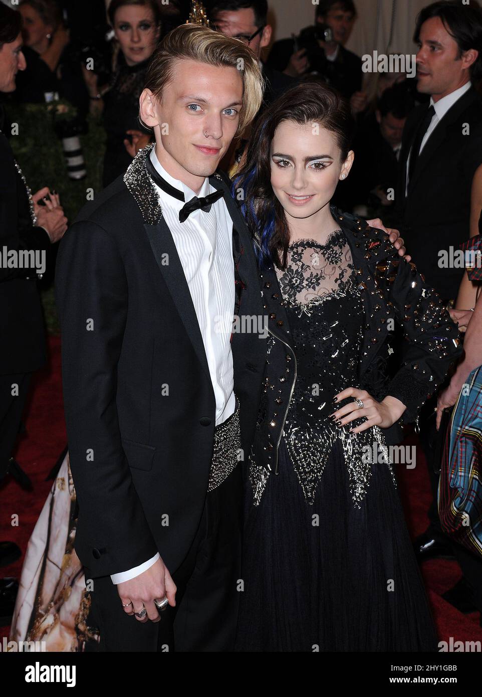 Lily Collins \u0026 Jamie Campbell Bower attending the MET Gala 2013: \, image size:962x1390