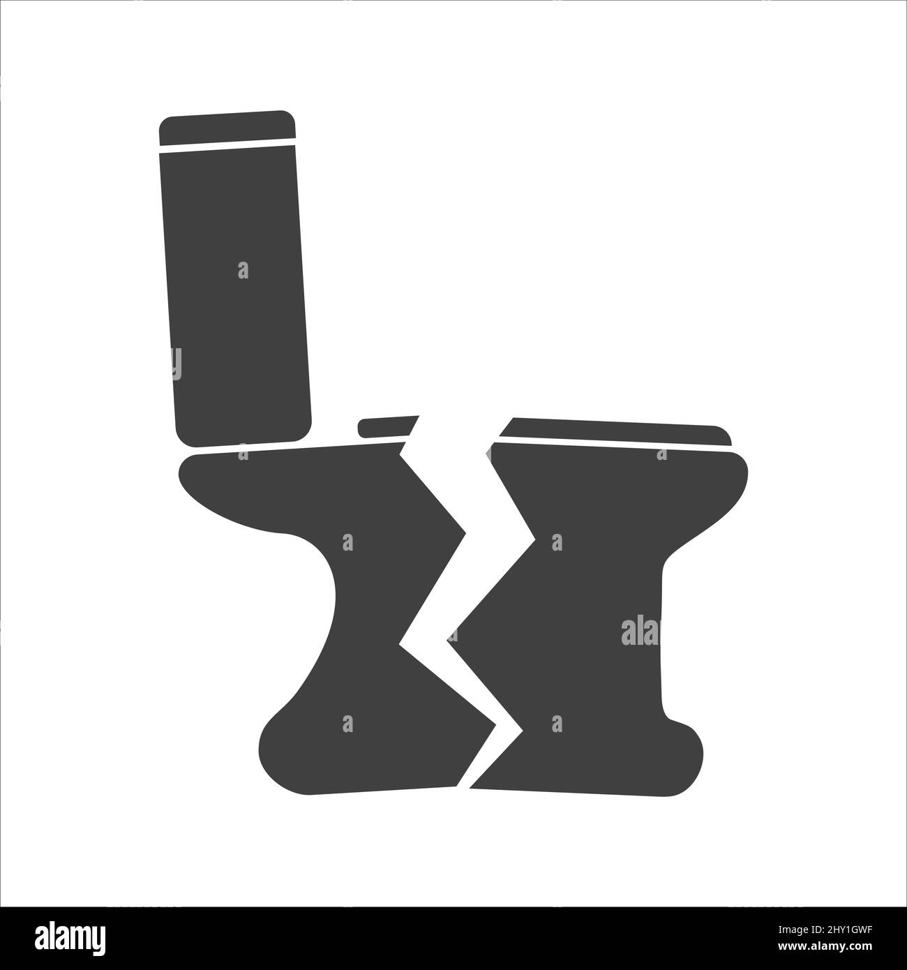 broken toilet bowl icon on white background Stock Vector Image & Art