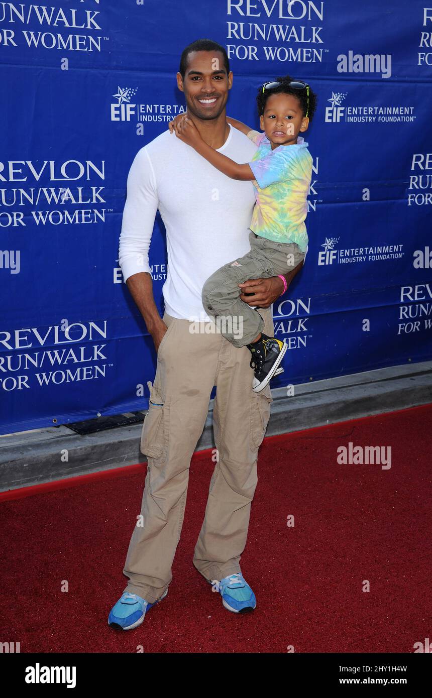 Lamon Archey and son arriving for the 20th Annual Revlon Run/Walk For Women Held at Los Angeles Memorial Coliseum Stock Photo
