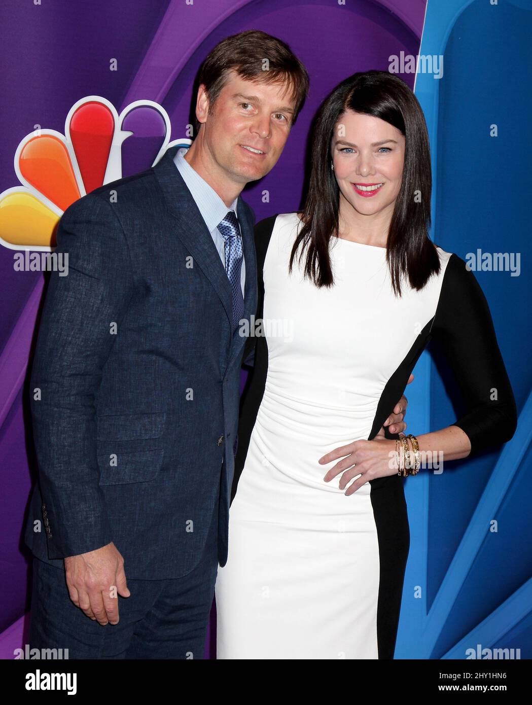 Peter Krause and Lauren Graham attends the NBC Network 2013 Upfront at Radio City Music Hall, Monday, May 13, 2013, in New York. Stock Photo