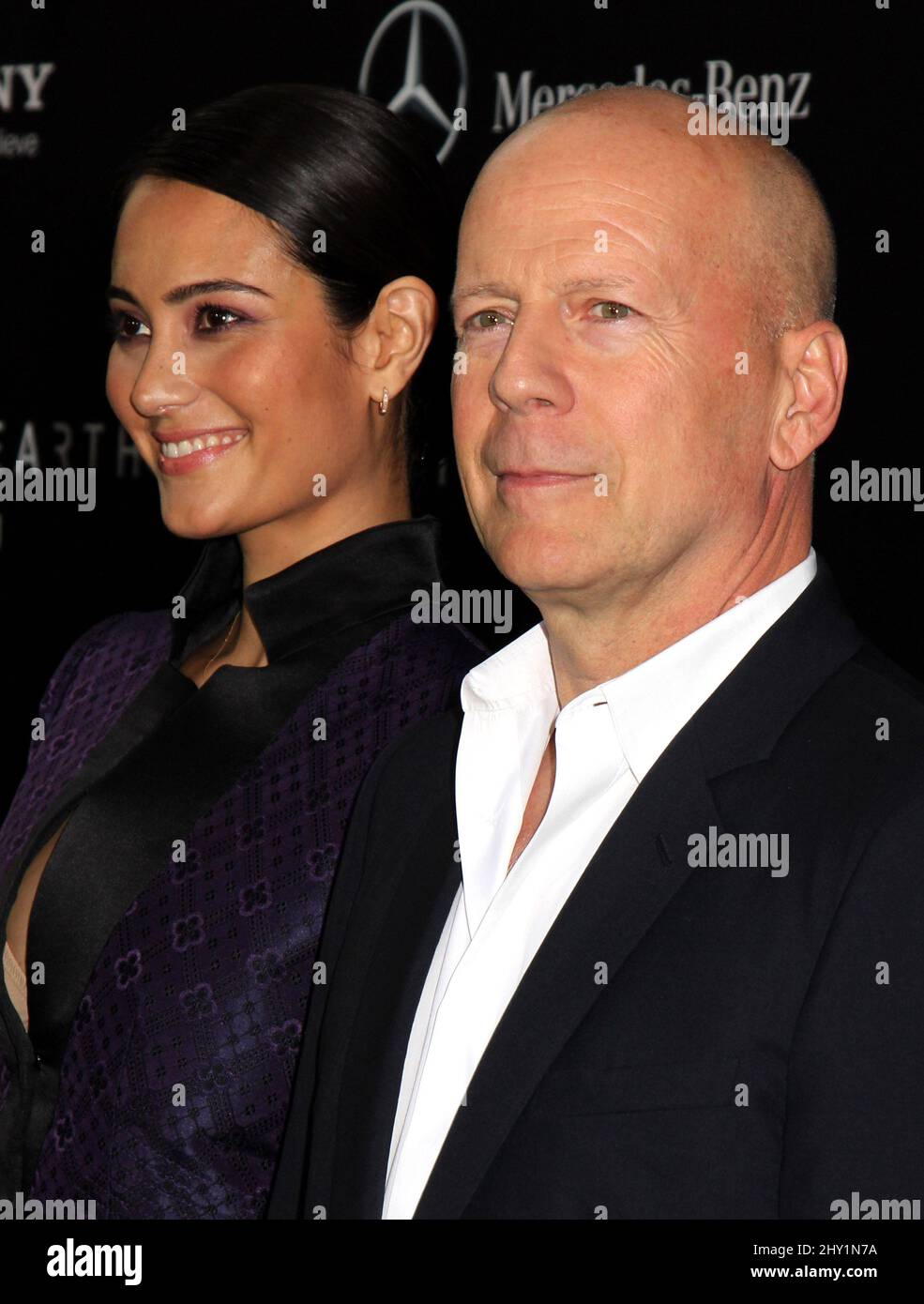 Emma Heming and Bruce Willis attending the premiere of 'After Earth' in New York. Stock Photo