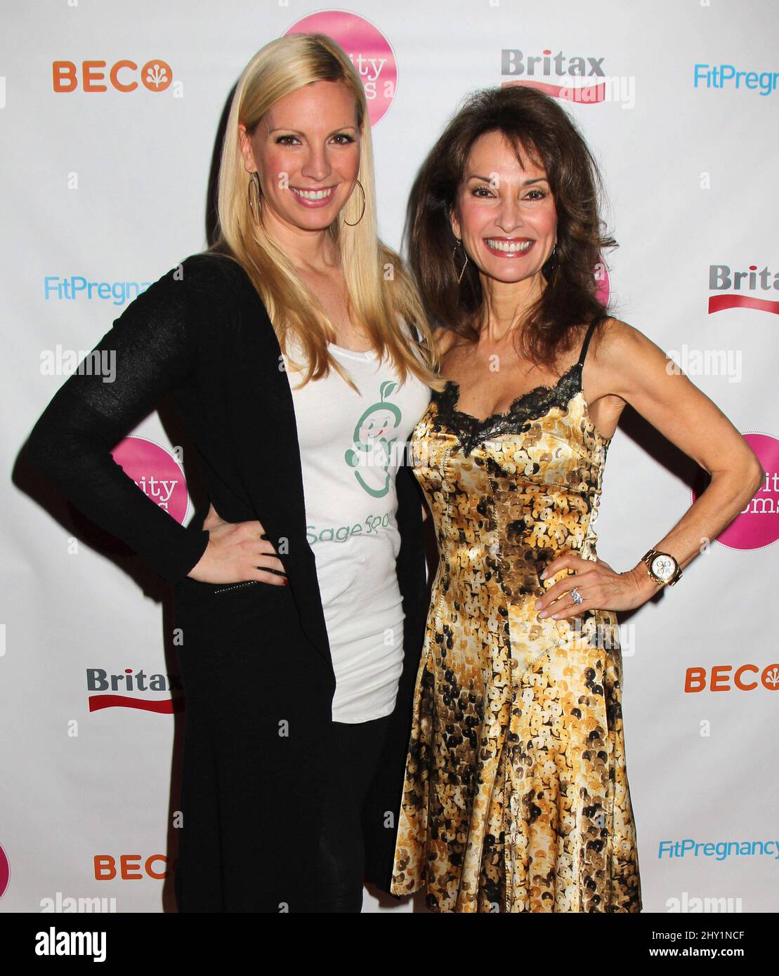 Liza Huber and Susan Lucci arriving for the Big City Moms Bigeest Baby Shower Ever held at the Metropolitan Pavilion, New York on May 30, 2013. Stock Photo