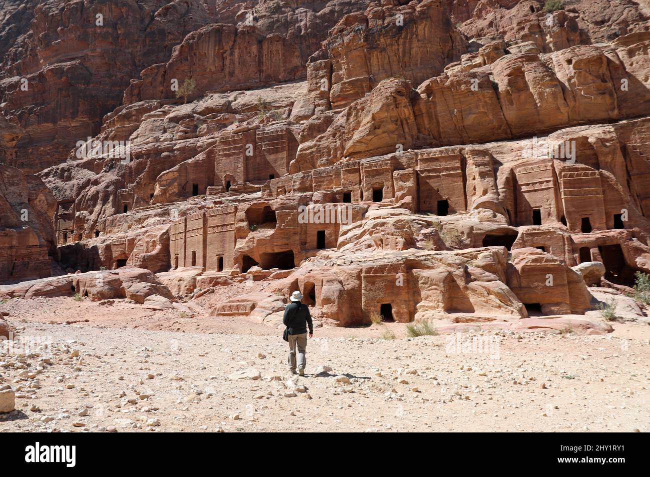 Nabatean tombs at the Street of Facades in Petra Stock Photo