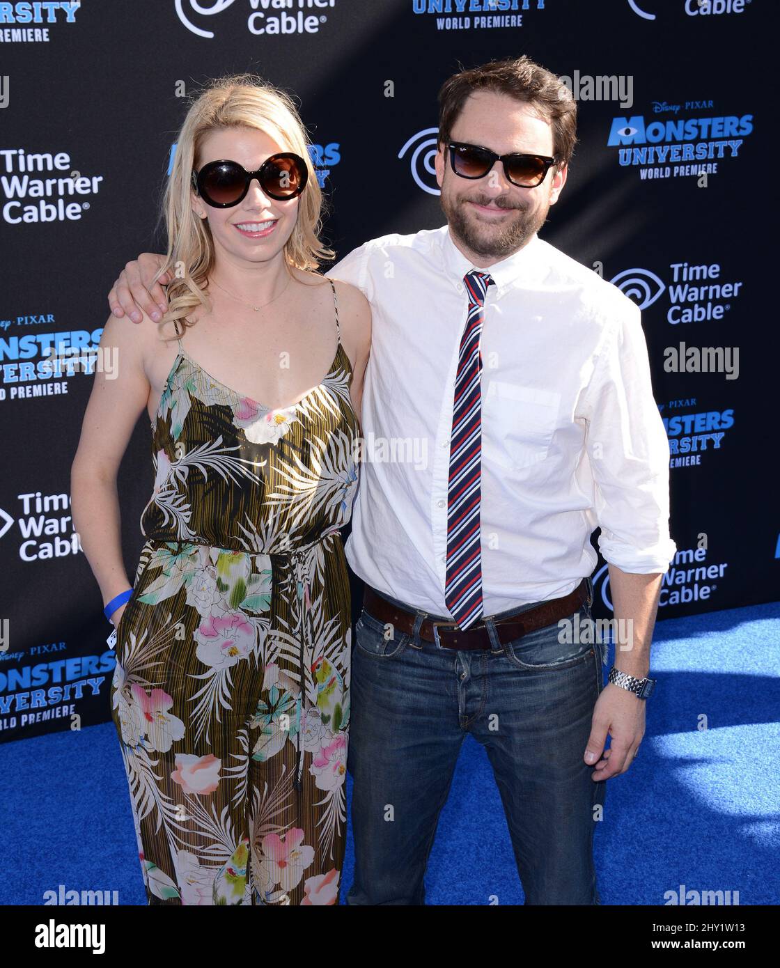 LOS ANGELES, CALIFORNIA, USA - FEBRUARY 08: Actor Charlie Day and wife/actress  Mary Elizabeth Ellis arrive at the Los Angeles Premiere Of  Prime's  'I Want You Back' held at ROW DTLA