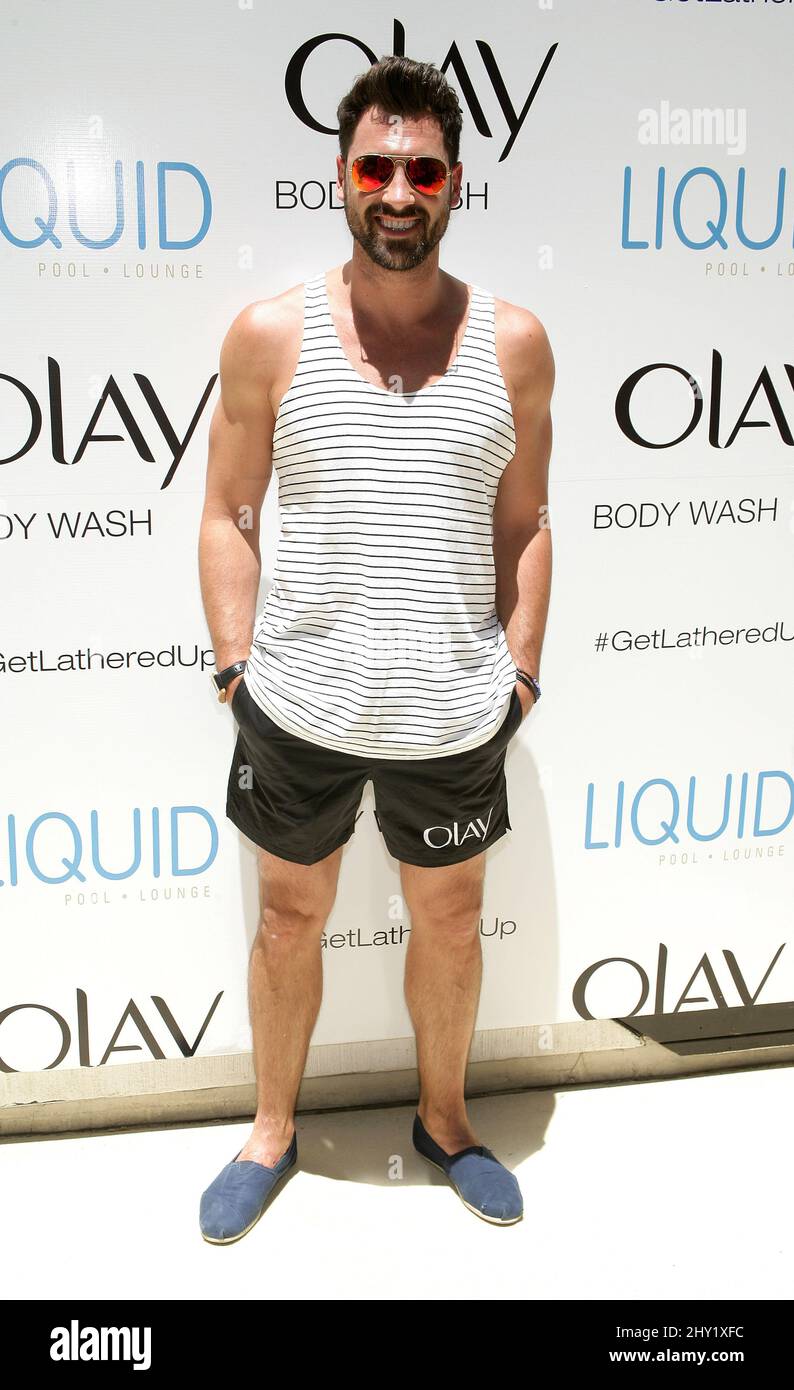 Dancing With The Stars' Val Chmerkovskiy and Maks Chmerkovskiy appear at a promotional event for Oil of Olay at the Aria Resort & Casino, Las Vegas. Pictured is Maksim Chmerkovskiy Stock Photo