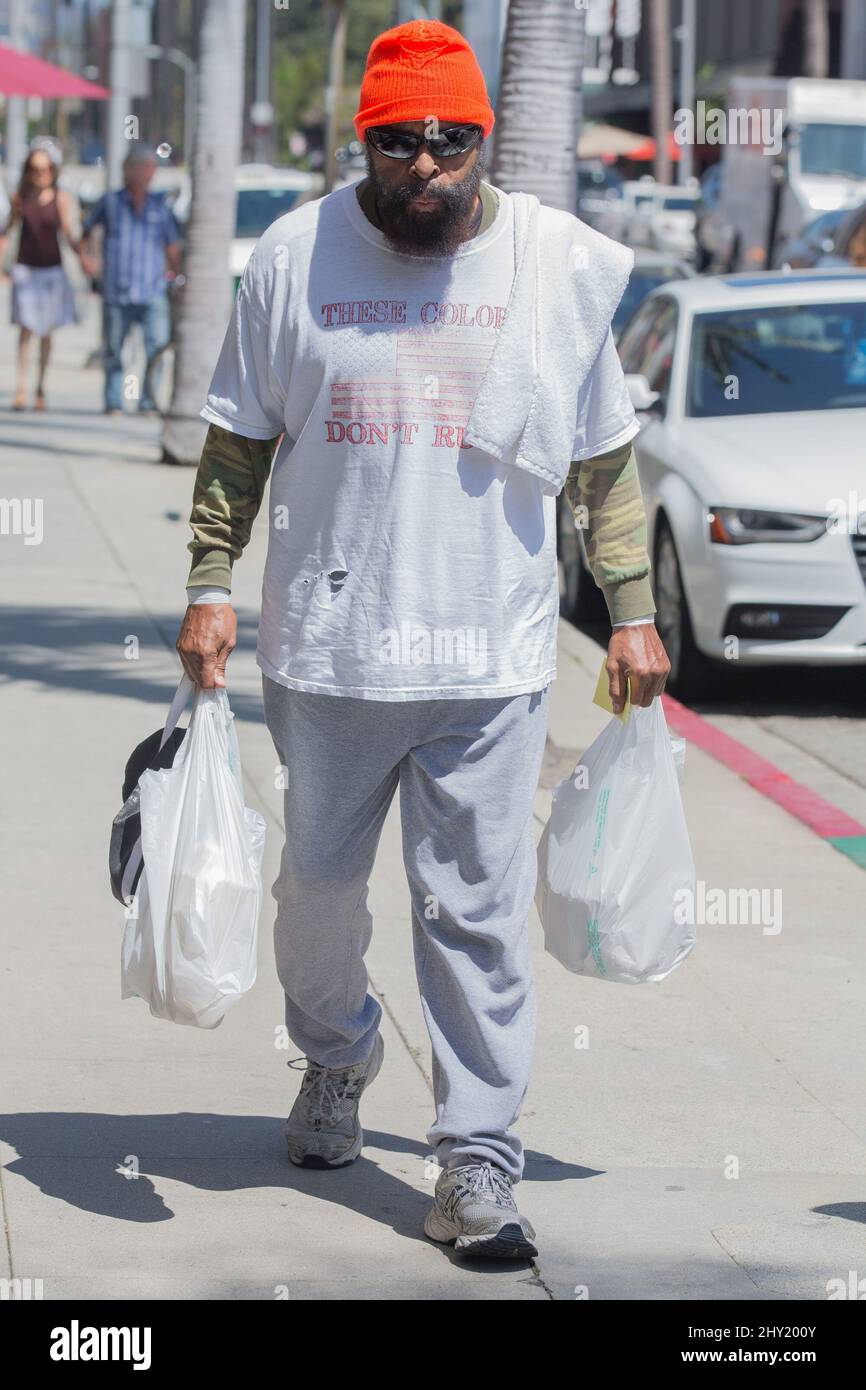 Mr. T grabs lunch to go at Judi's Deli in Beverley Hills, Los Angeles. Stock Photo