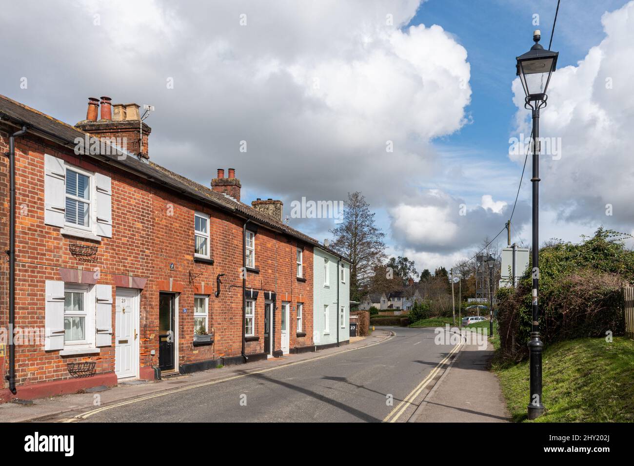 Terraced houses in Overton village, Hampshire, England, UK Stock Photo