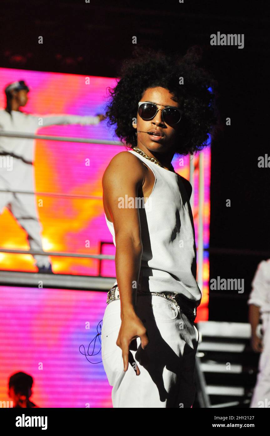 Mindless Behavior performing at the All Around The World Tour in Portsmouth, Virginia. Stock Photo