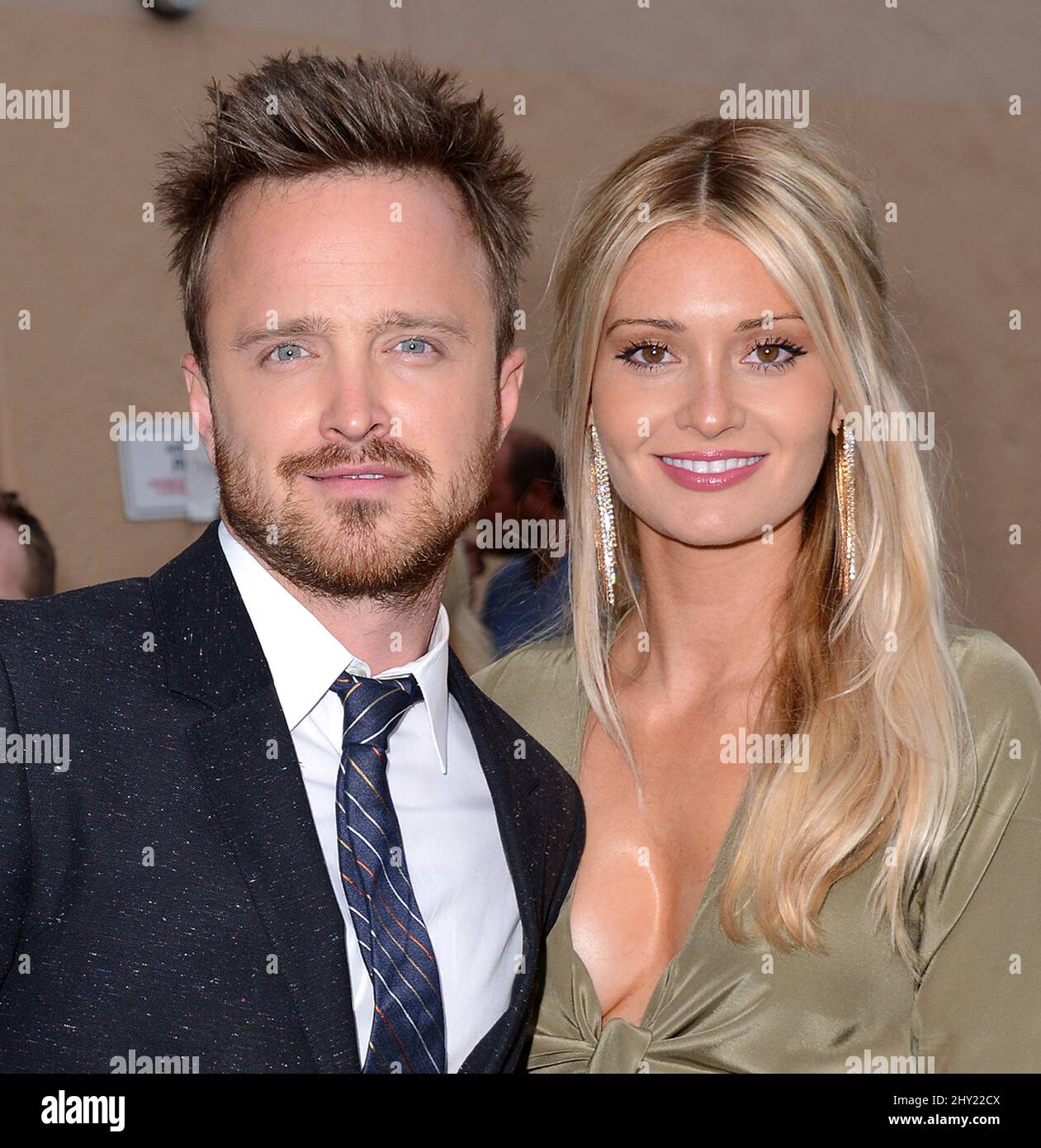 Aaron Paul And Wife Lauren Parsekian Arriving For The Premiere Of Breaking Bad Held At Sony