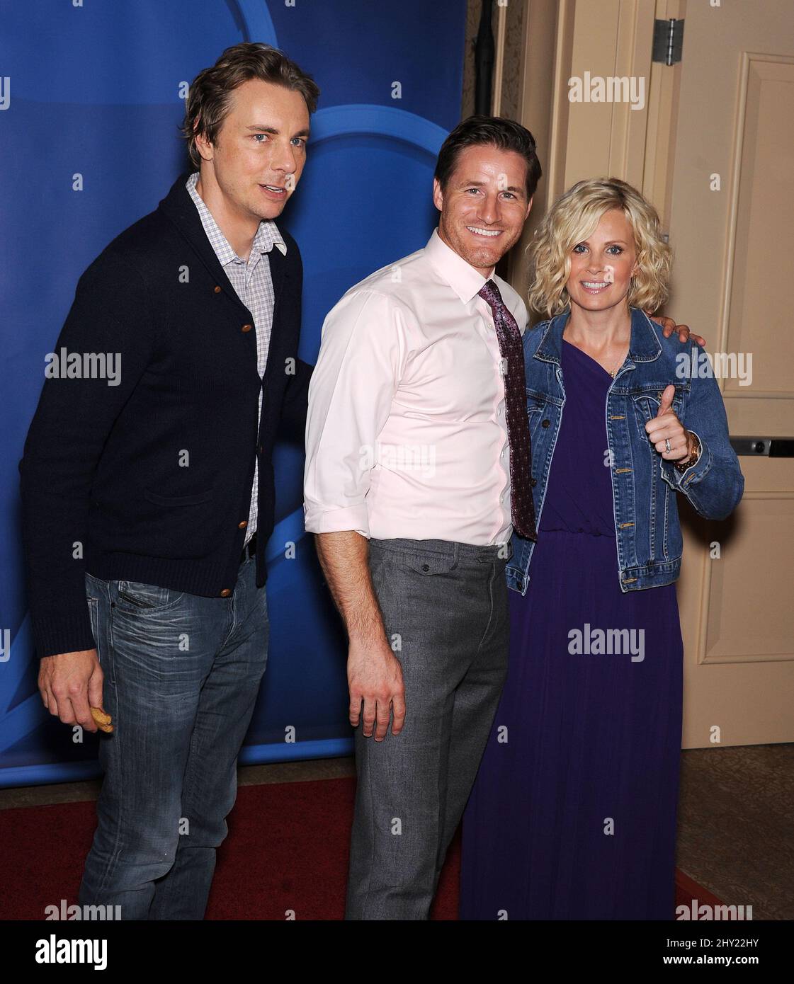 Dax Shepard, Sam Jaeger & Monica Potter attending the NBCUniversal Summer 2013 TCA Press Tour in Los Angeles, California. Stock Photo