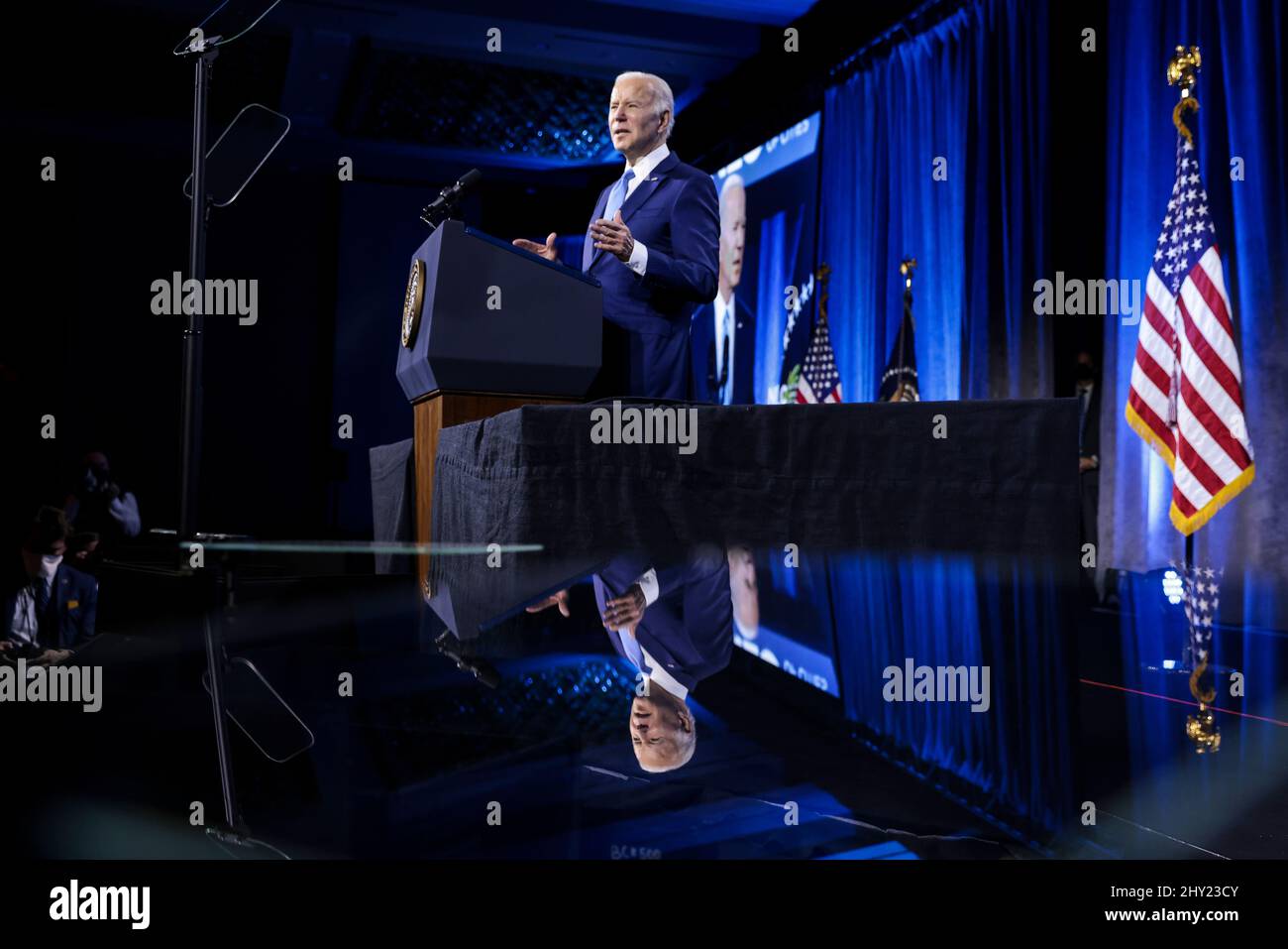 United States President Joe Biden speaks during the National League of ...