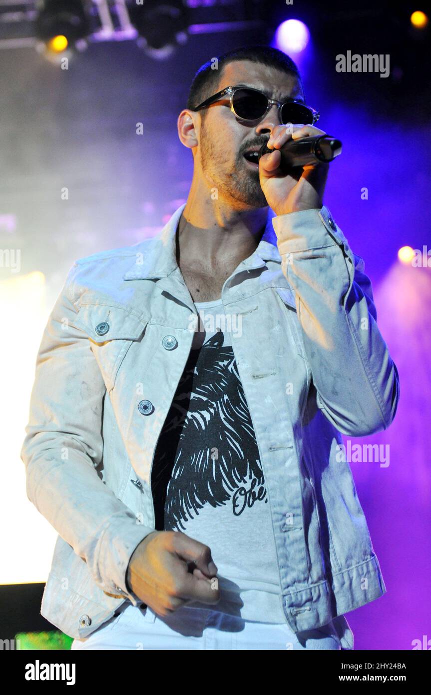 Joe Jonas on stage during the Jonas Brothers 'Summer Tour' concert at