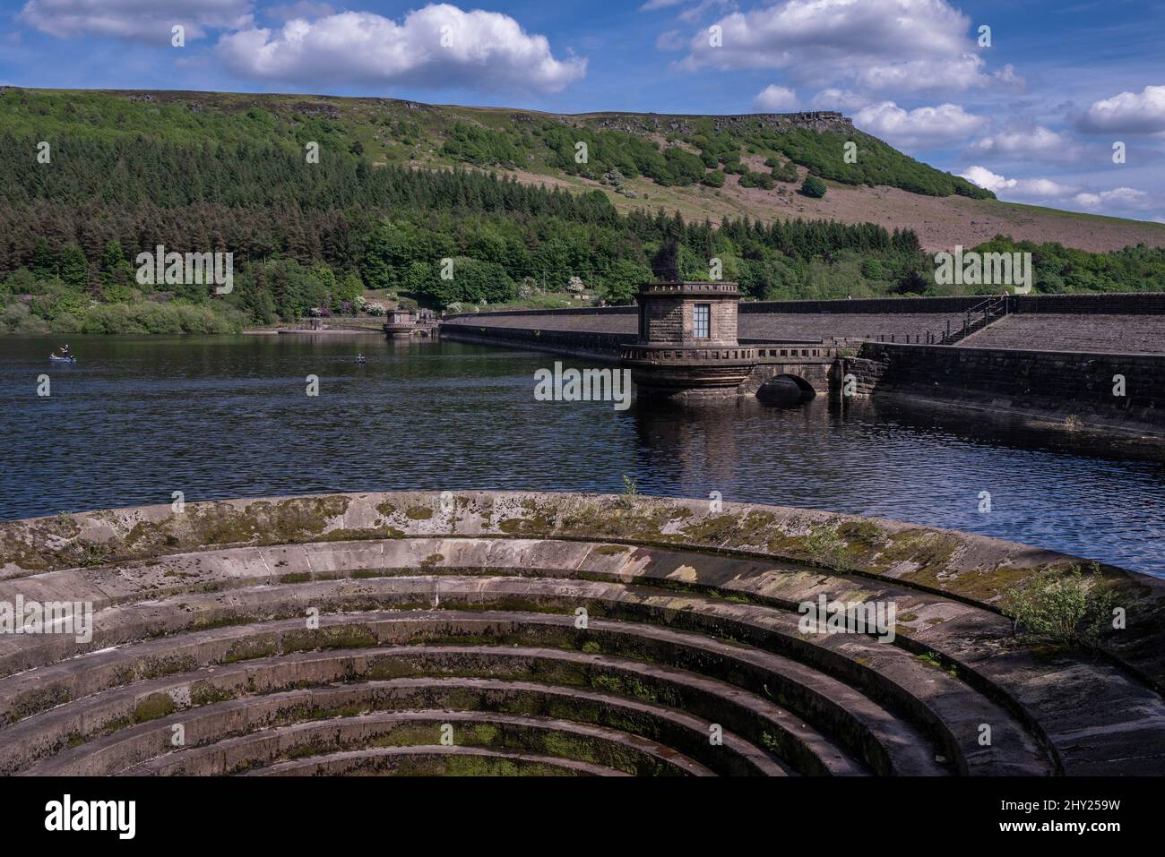 Scenery of the famous Ladybower Reservoir in Derbyshire, England Stock Photo