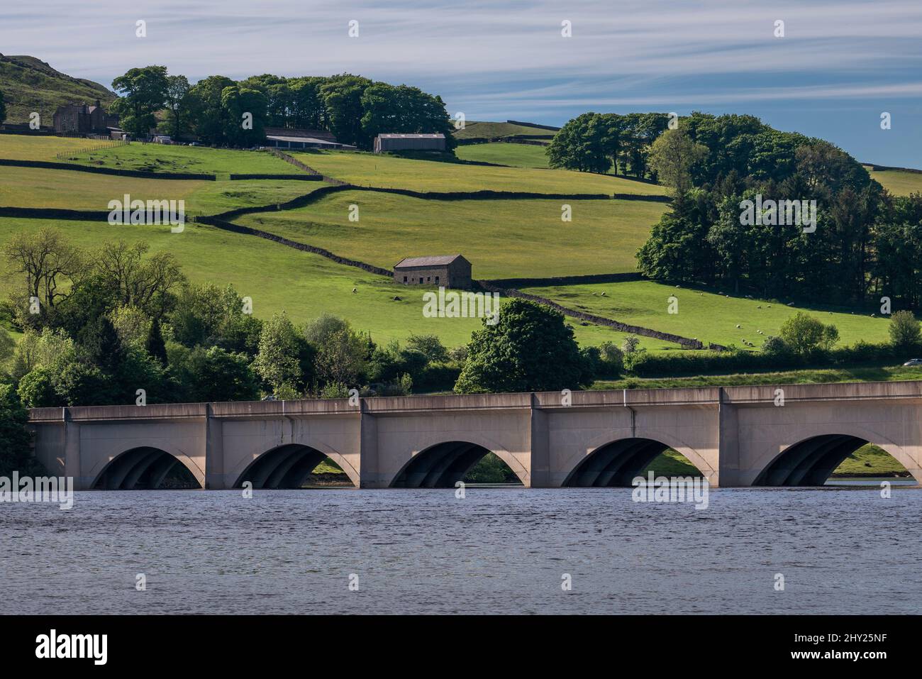 Scenic view of the Ladybower Reservoir in Derbyshire, England Stock Photo