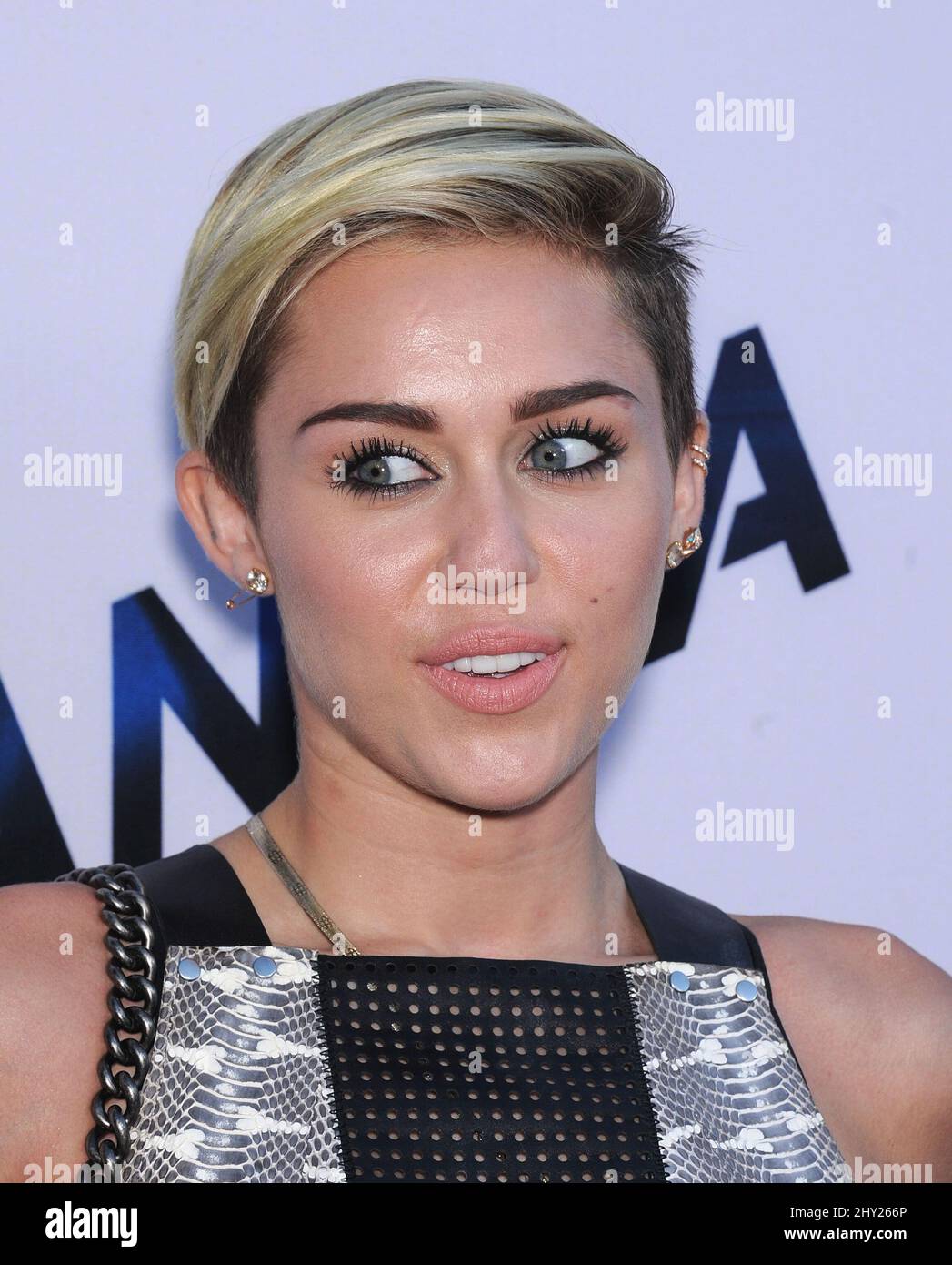 Miley Cyrus attends the 'Paranoia' US premiere held at the Directors Guild of America, Los Angeles. Stock Photo