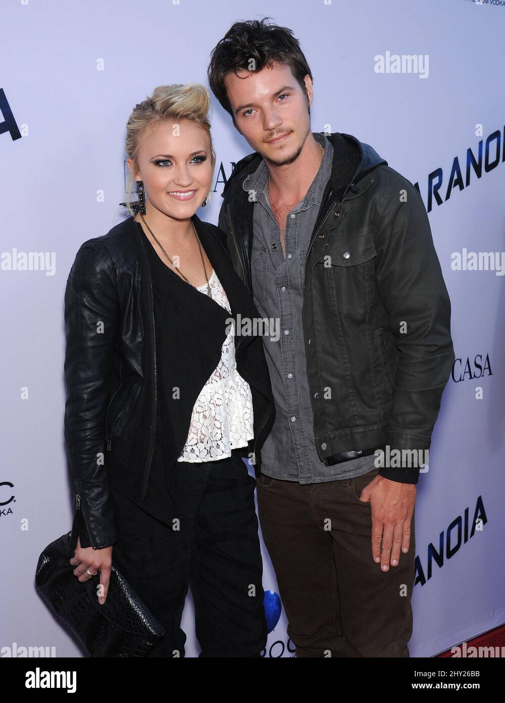 Emily Osment & Nathan Keyes attends the 'Paranoia' US premiere held at the Directors Guild of America, Los Angeles. Stock Photo