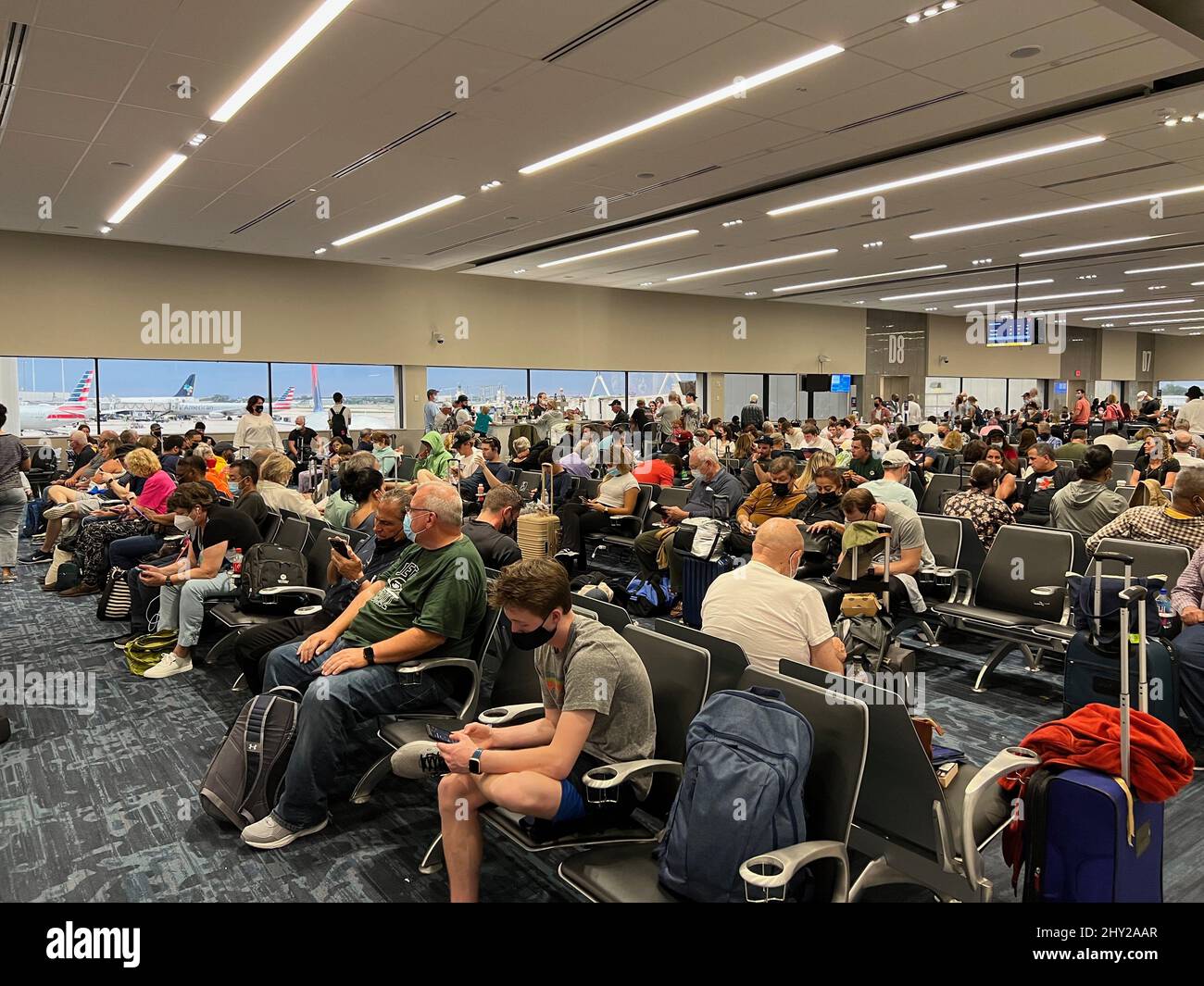 Fort Lauderdale, United Staes. 12th Mar, 2022. Passengers wait at Fort Lauderdale FLL Airport