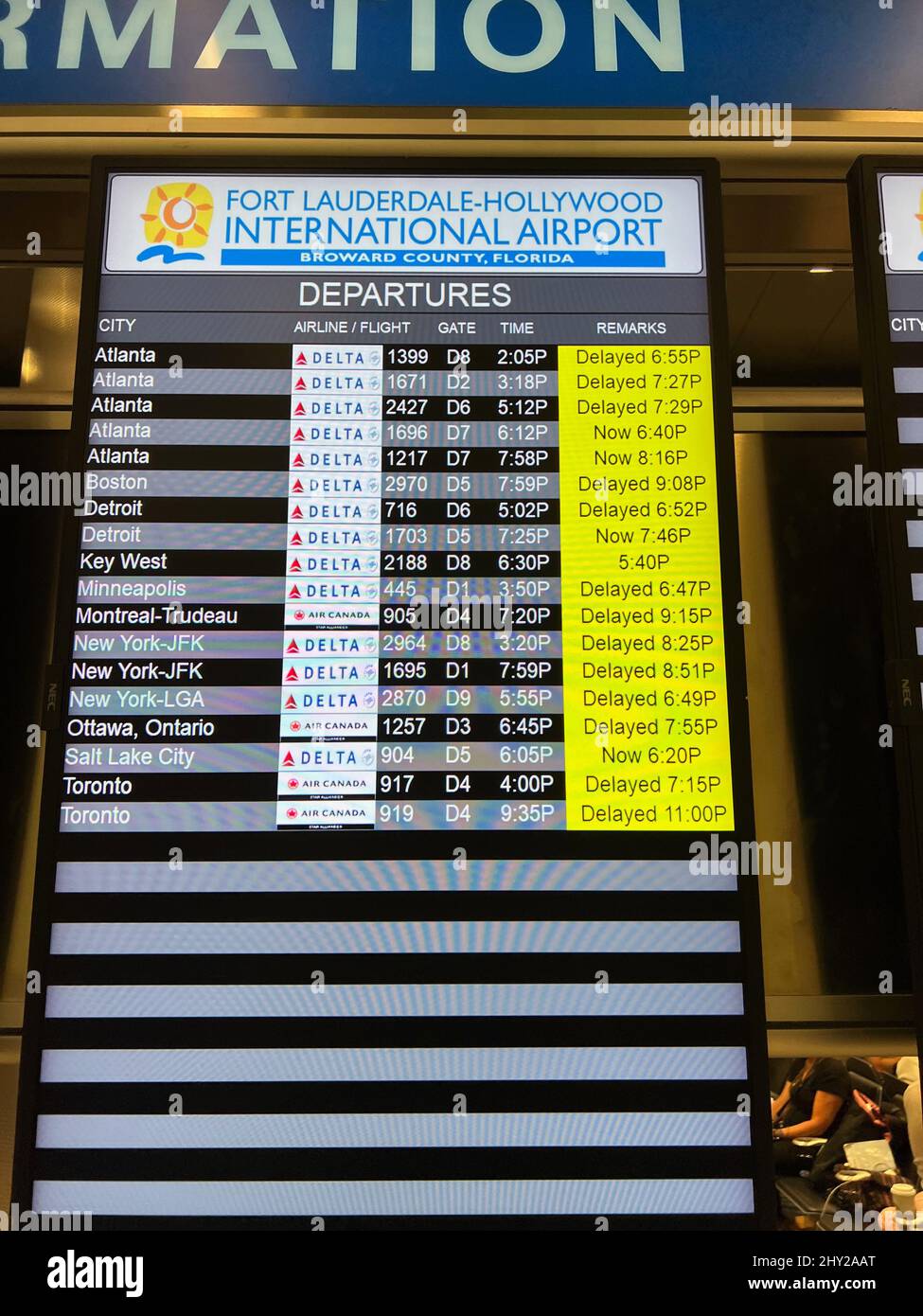 Fort Lauderdale, United Staes. 12th Mar, 2022. Passengers wait at Fort Lauderdale FLL Airport