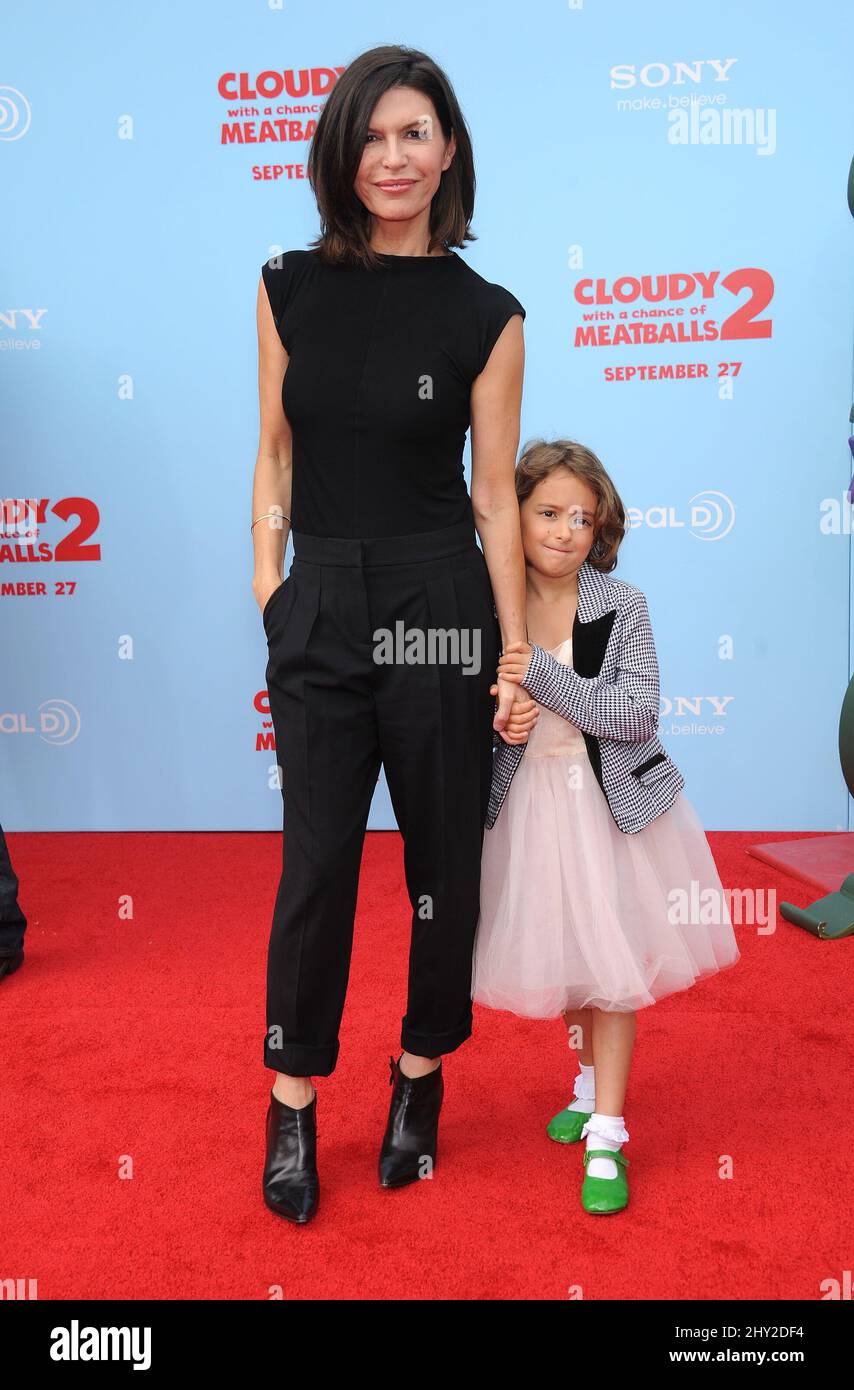 Finola Hughes & Sadie attending the 'Cloudy With A Chance Of Meatballs 2' Premiere in Los Angeles, California. Stock Photo