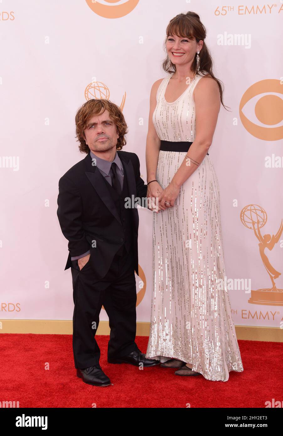 Peter Dinklage and Erica Schmidt attends the 65th Annual Primetime Emmy Awards held at the Nokia Theatre at L.A. Live, September 22, 2013 in Los Angeles. Stock Photo