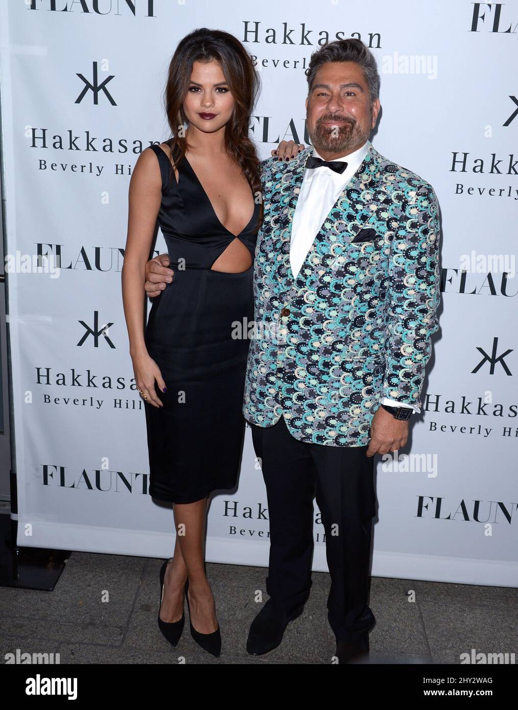 Selena Gomez, Luis Barajas attends the Flaunt Magazine En Garde! Issue Launch Party Held at Hakkasan Restaurant Stock Photo