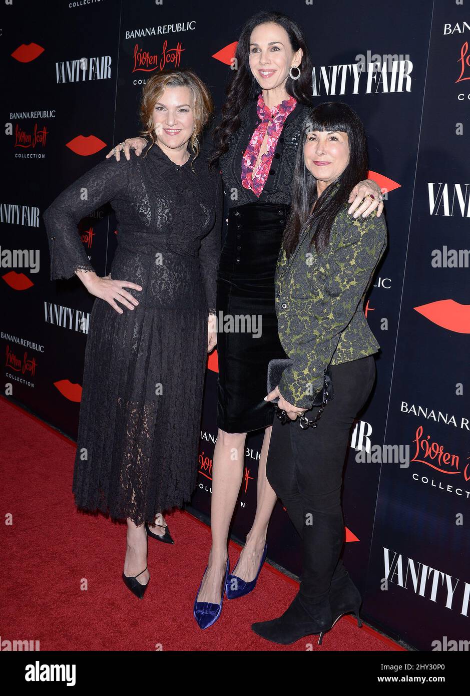 Krista Smith, L'Wren Scott and Catherine Sadler attending the Banana Republic L'Wren Scott Collection launch at the Chateau Marmont in Los Angeles, California. Stock Photo