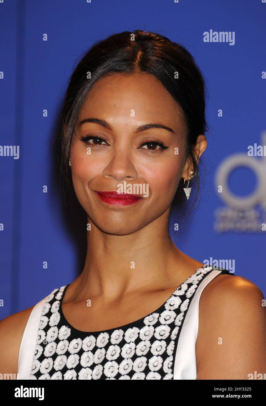 Zoe Saldana attending the 71st Golden Globe Awards Nominations