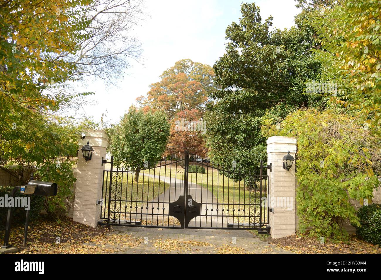 An overhead view of Martina McBride's Nashville Home Guard Gate in Tennessee. Stock Photo