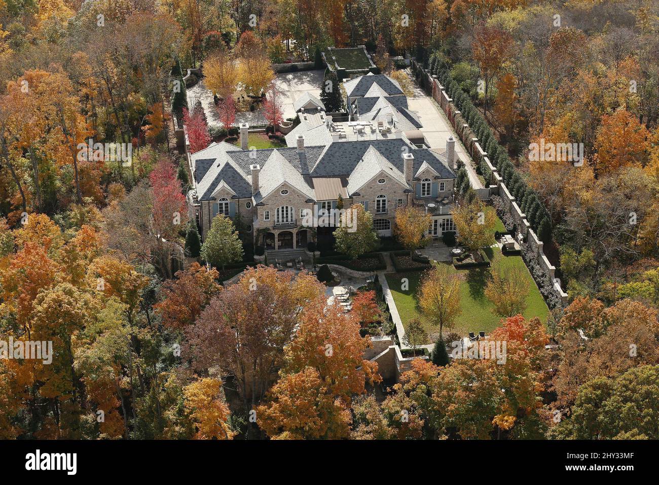 An overhead view of Alan Jackson's Nashville Home in Tennessee Stock