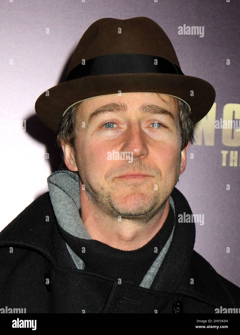 Edward Norton attending the premiere of Anchorman 2: The Legend Continues, in New York. Stock Photo