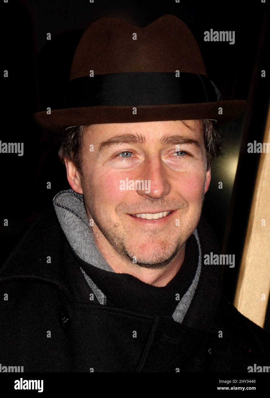 Edward Norton attending the premiere of Anchorman 2: The Legend Continues, in New York. Stock Photo