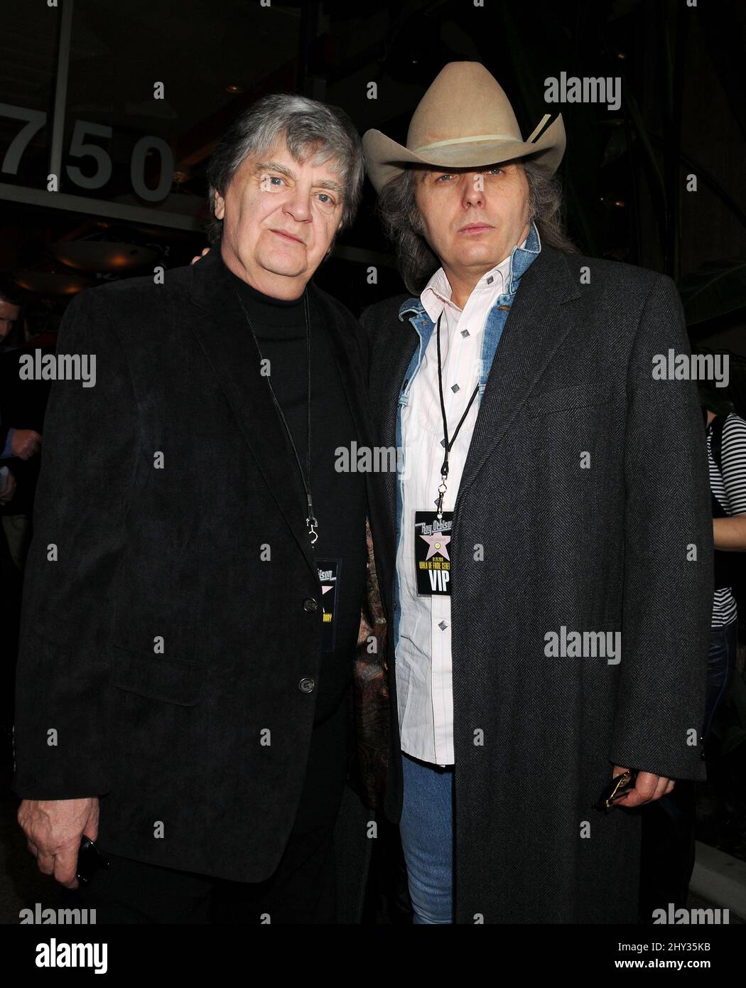 Phil Everly (left) and Dwight Yoakam at the event as Roy Orbison is Honored Posthumously with a Star on the Hollywood Walk of Fame Stock Photo