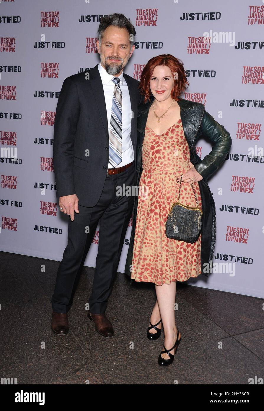 David Meunier & Faline England attends the 'Justified' Season 5 Premiere at the DGA, Los Angeles Stock Photo