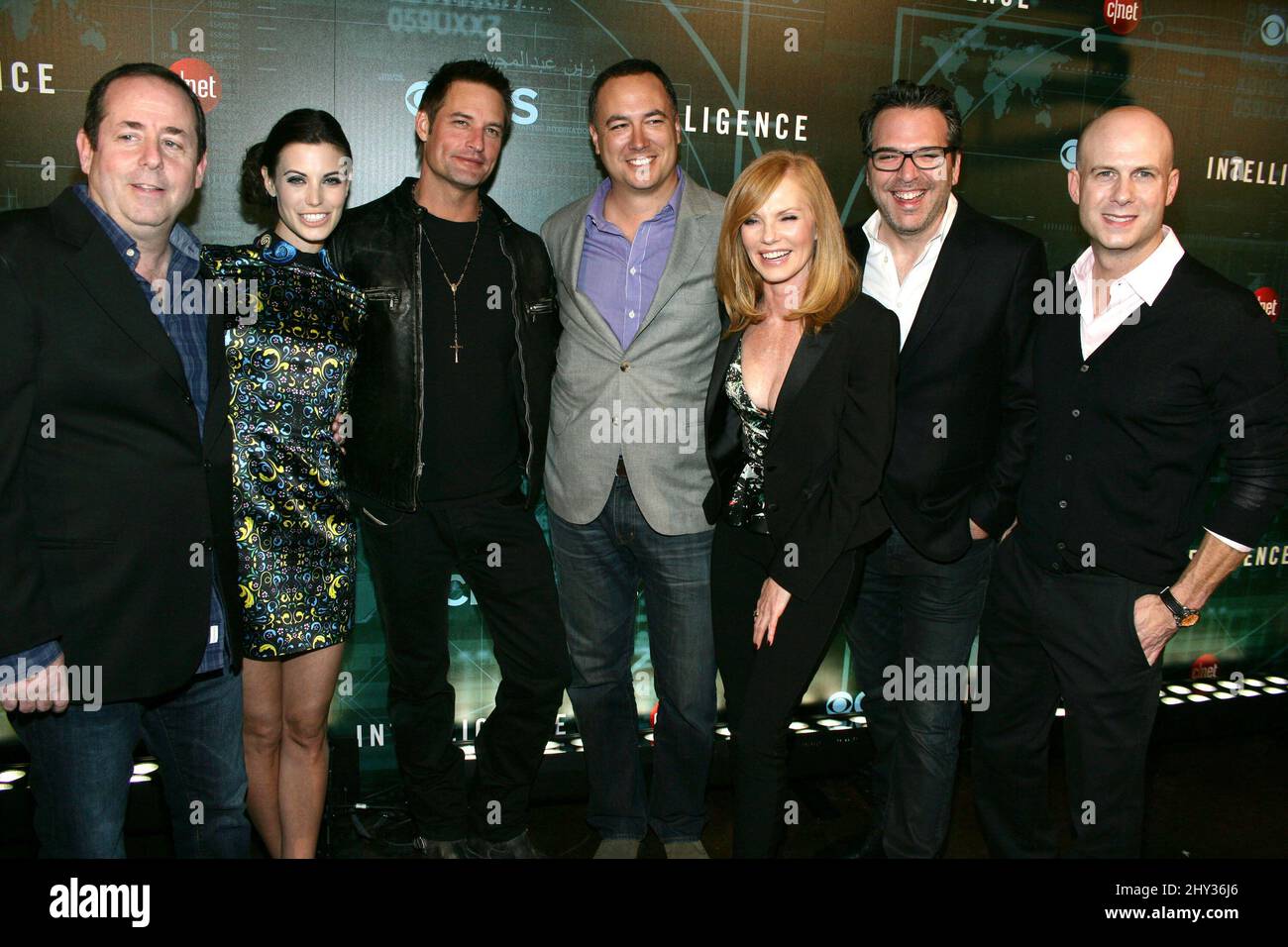 Barry Schindel, Meghan Ory, Josh Holloway, Guest, Marg Helgenber attending the CNET'S 'Intelligence' Premiere Party, TAO Nightclub at The Venetian Resort Hotel and Casino Stock Photo