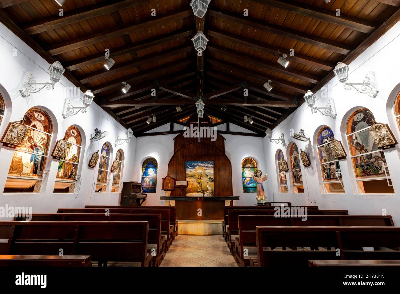 Santa Ana Hill Chapel (Iglesia del Cerro Santa Ana) at Night, Las Peñas