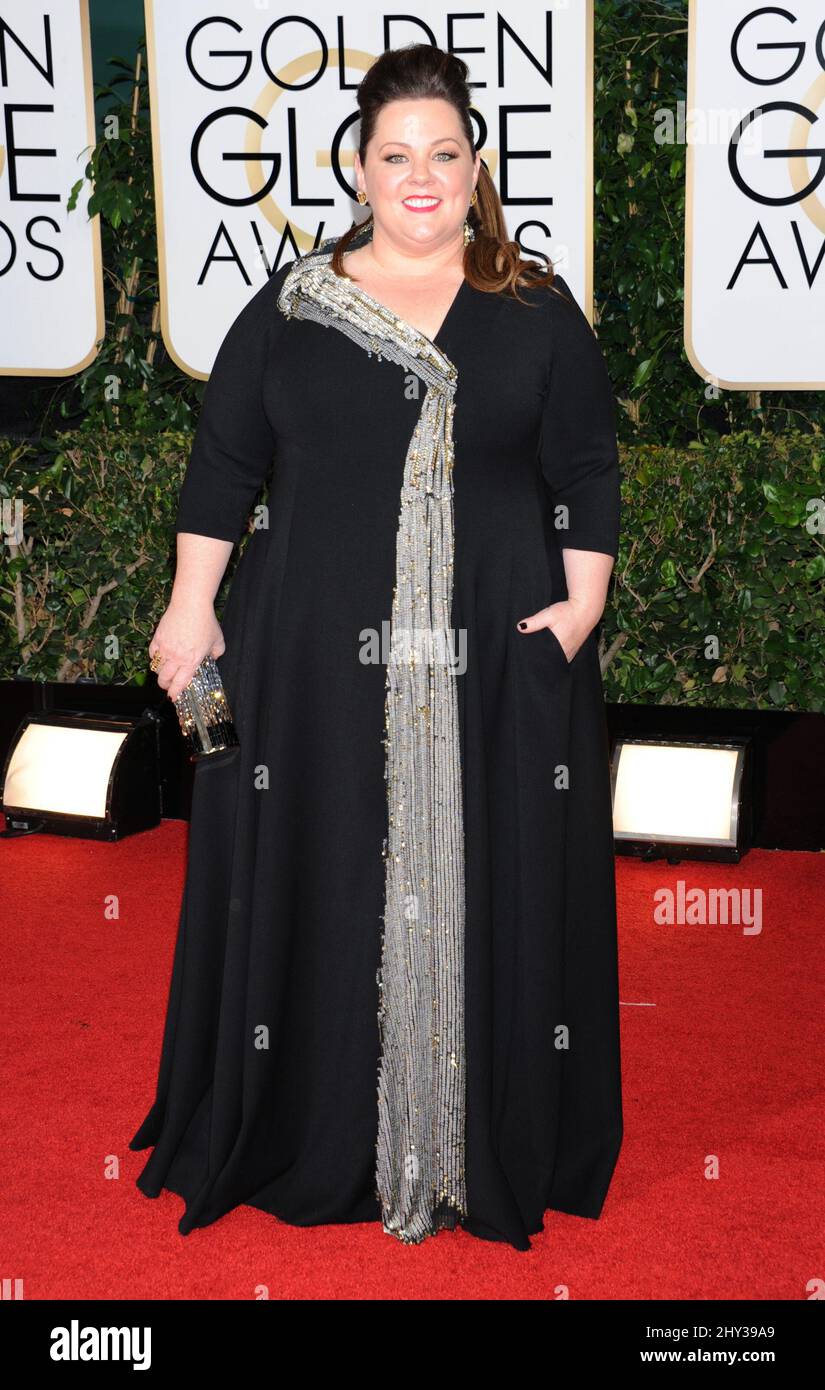 Melissa McCarthy attend the 71st Annual Golden Globe Awards, held at the Beverly Hilton Hotel on January 12, 2014. Stock Photo
