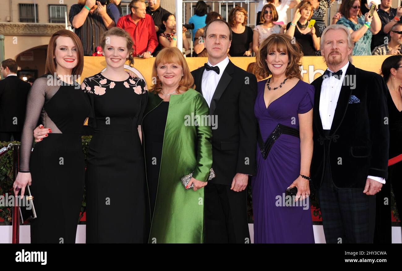 Sophie McShera, Cara Theobold, Lesley Nicol, Kevin Doyle, Phyllis Logan and David Robb attending the 20th Annual Screen Actors Guild Awards held at the Shrine Auditorium in Los Angeles, California. Stock Photo